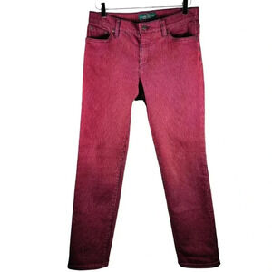 LRL Lauren Jeans Modern Straight Size 8 Striped Jeans Red Blue